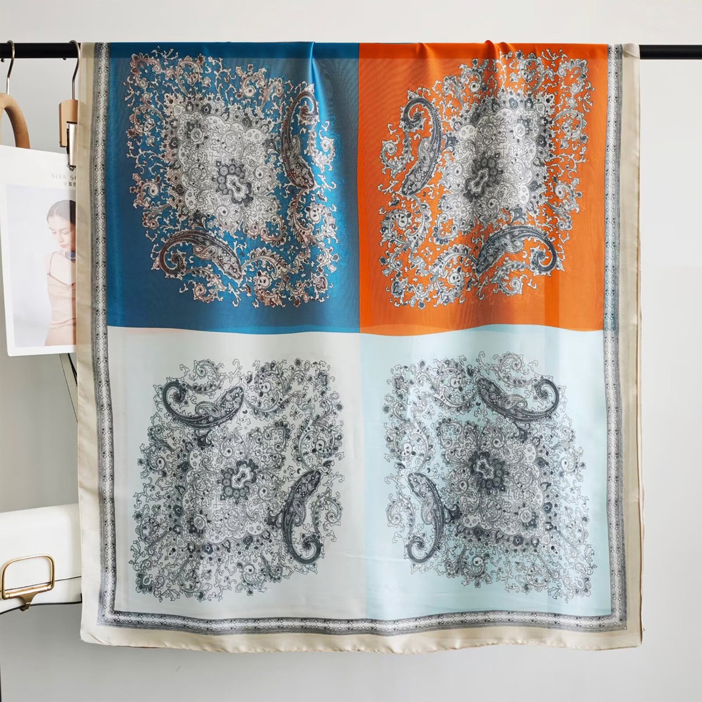 Paisley Print Satin Scarf Lightweight Large Fashion Wrap