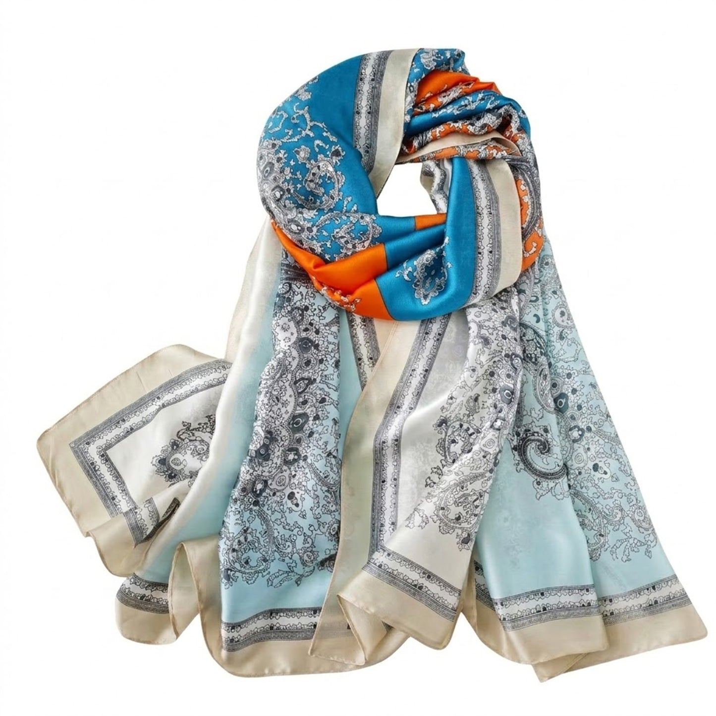 Paisley Print Satin Scarf Lightweight Large Fashion Wrap