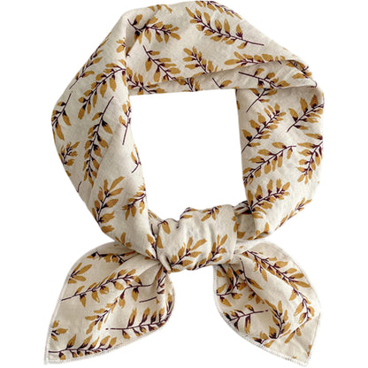 Cotton Linen Leaf Print Lightweight Square Scarf Soft Breathable Fashion Wrap