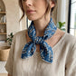 Cotton Linen Leaf Print Lightweight Square Scarf Soft Breathable Fashion Wrap
