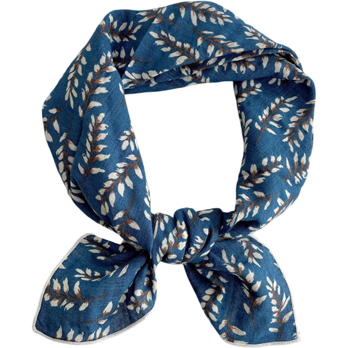 Cotton Linen Leaf Print Lightweight Square Scarf Soft Breathable Fashion Wrap
