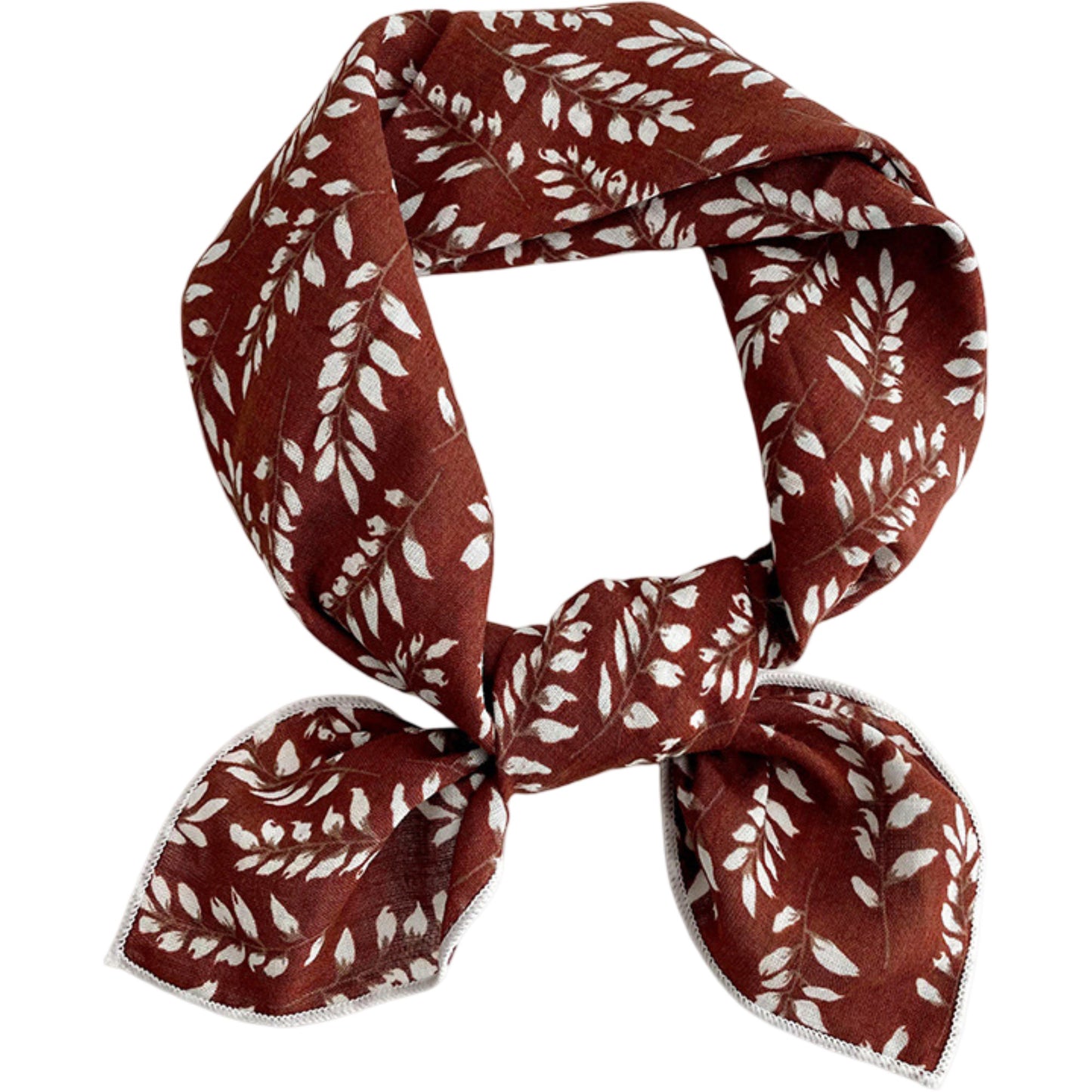 Cotton Linen Leaf Print Lightweight Square Scarf Soft Breathable Fashion Wrap