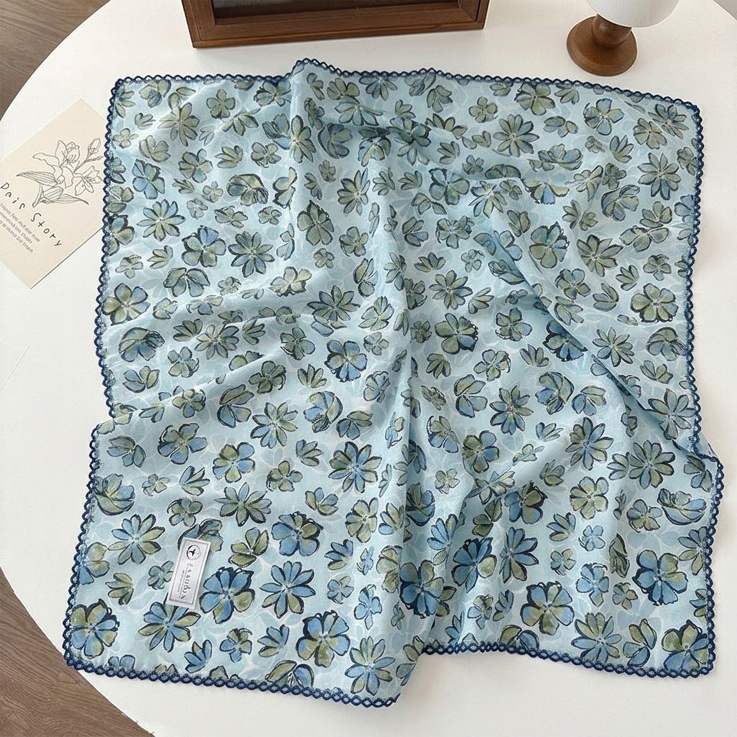 Floral Print Lightweight Square Scarf Soft Fashion Neck Hair Wrap