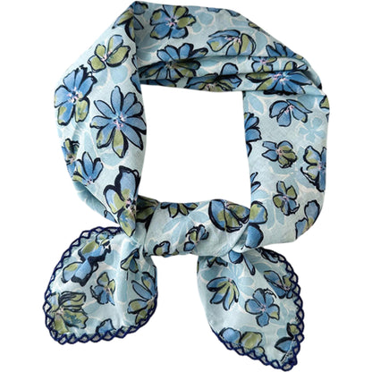 Floral Print Lightweight Square Scarf Soft Fashion Neck Hair Wrap