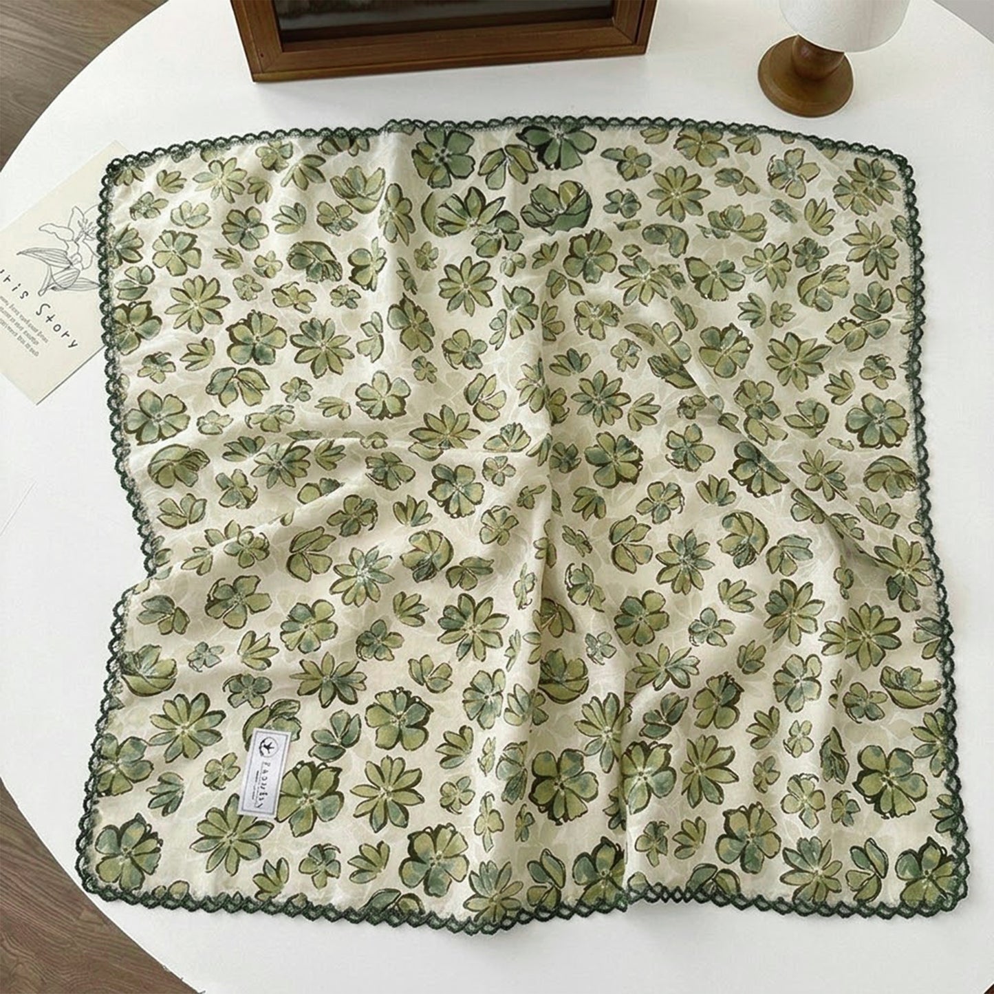 Floral Print Lightweight Square Scarf Soft Fashion Neck Hair Wrap
