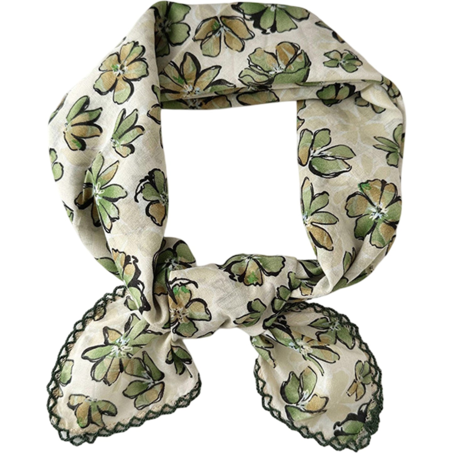Floral Print Lightweight Square Scarf Soft Fashion Neck Hair Wrap