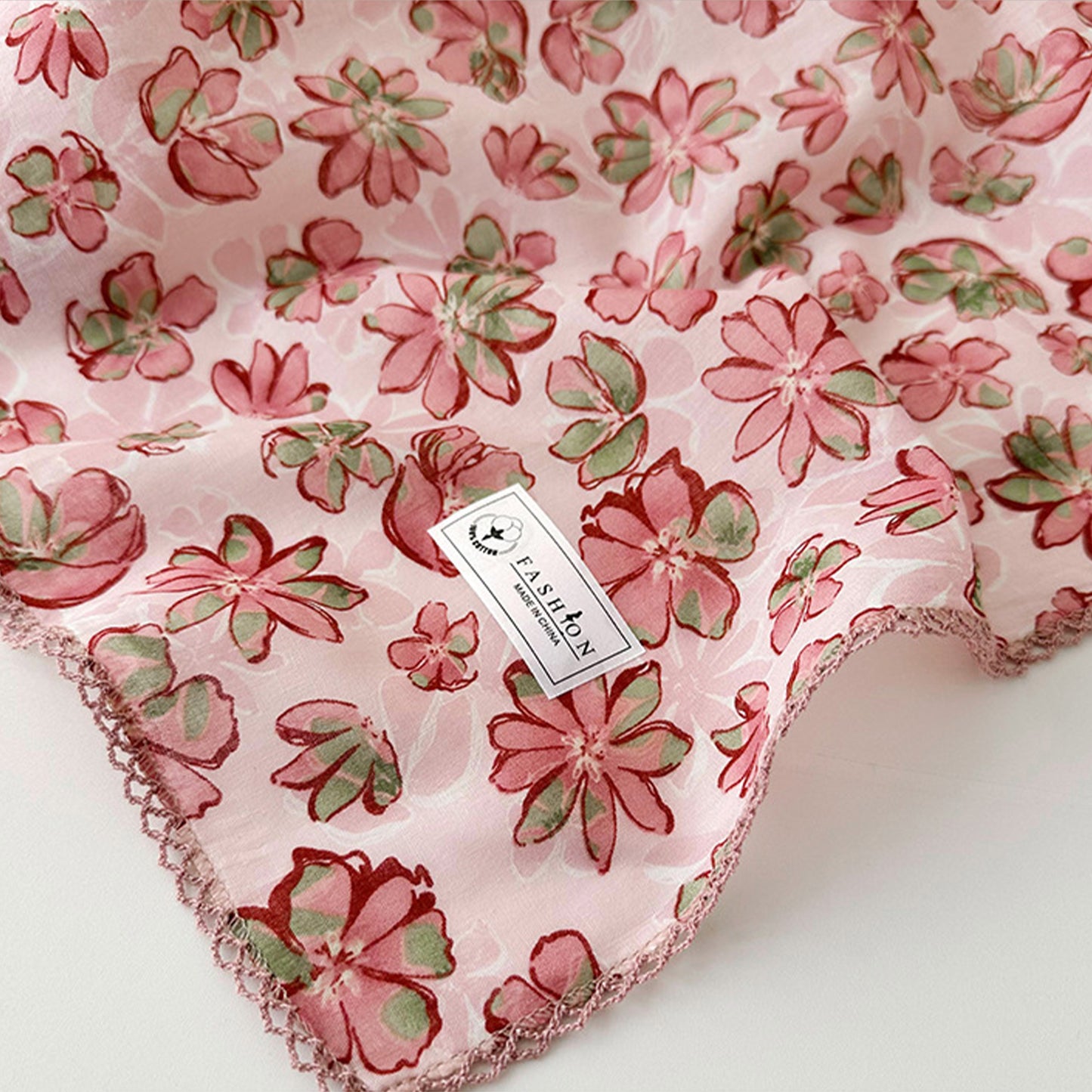 Floral Print Lightweight Square Scarf Soft Fashion Neck Hair Wrap