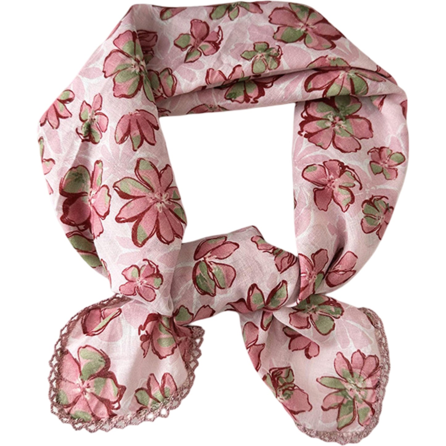 Floral Print Lightweight Square Scarf Soft Fashion Neck Hair Wrap