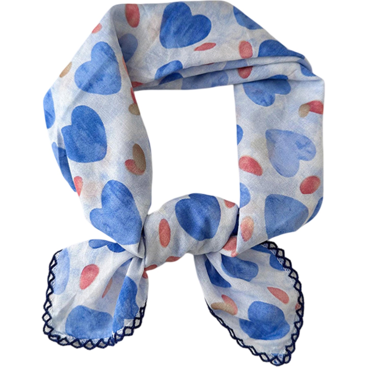 Heart Print Lightweight Square Scarf Cute Fashion Neck Hair Wrap
