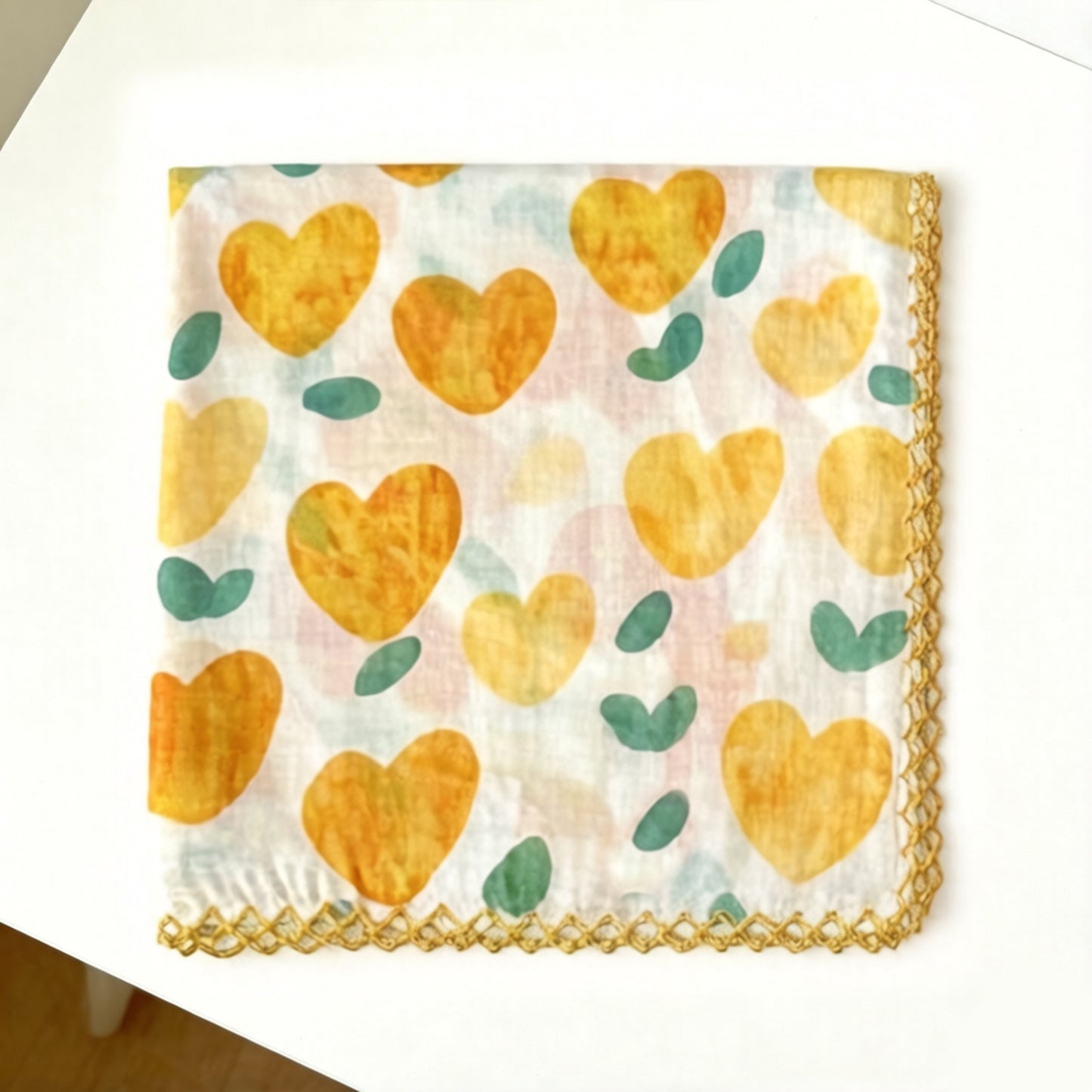 Heart Print Lightweight Square Scarf Cute Fashion Neck Hair Wrap