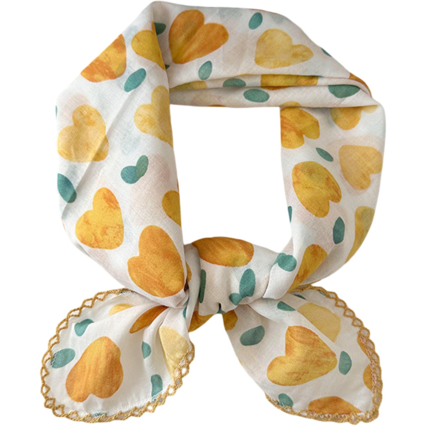 Heart Print Lightweight Square Scarf Cute Fashion Neck Hair Wrap