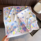 Satin Floral Butterfly Print Square Scarf Lightweight Elegant Neck Wrap