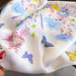 Satin Floral Butterfly Print Square Scarf Lightweight Elegant Neck Wrap