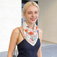 Satin Floral Butterfly Print Square Scarf Lightweight Elegant Neck Wrap