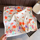 Satin Floral Butterfly Print Square Scarf Lightweight Elegant Neck Wrap