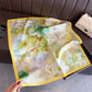 Satin Watercolor Floral Square Scarf Lightweight Elegant Neck Wrap