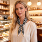 Pleated Polka Dot Square Scarf Elegant Geometric Print Neck Wrap