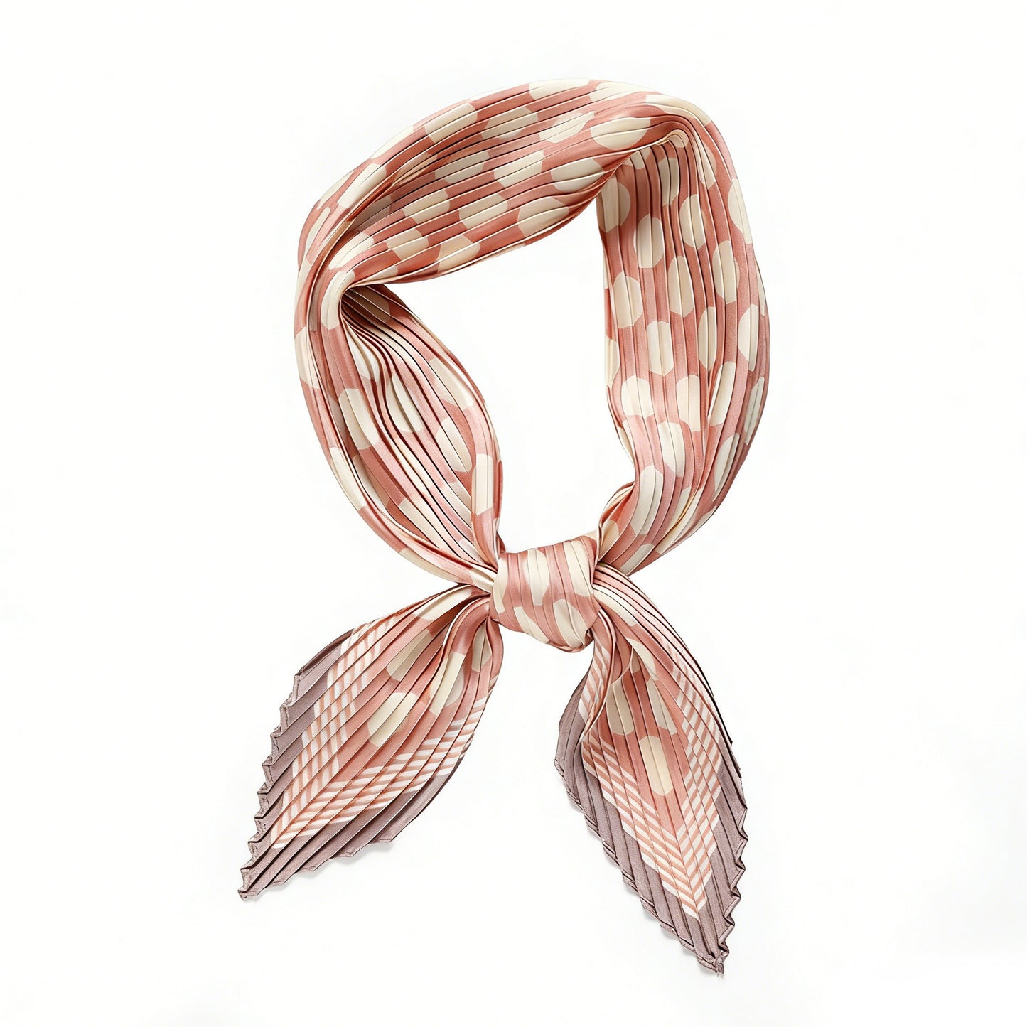 Pleated Polka Dot Square Scarf Elegant Geometric Print Neck Wrap