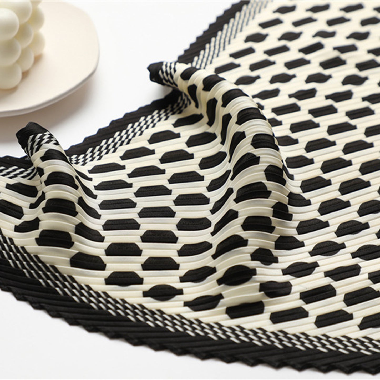 Pleated Polka Dot Square Scarf Elegant Geometric Print Neck Wrap