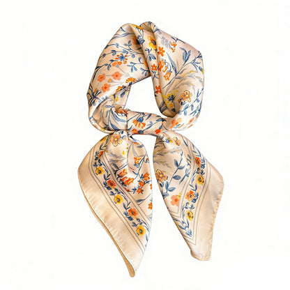 Floral Print Square Scarf Elegant Lightweight Fashion Neck Wrap