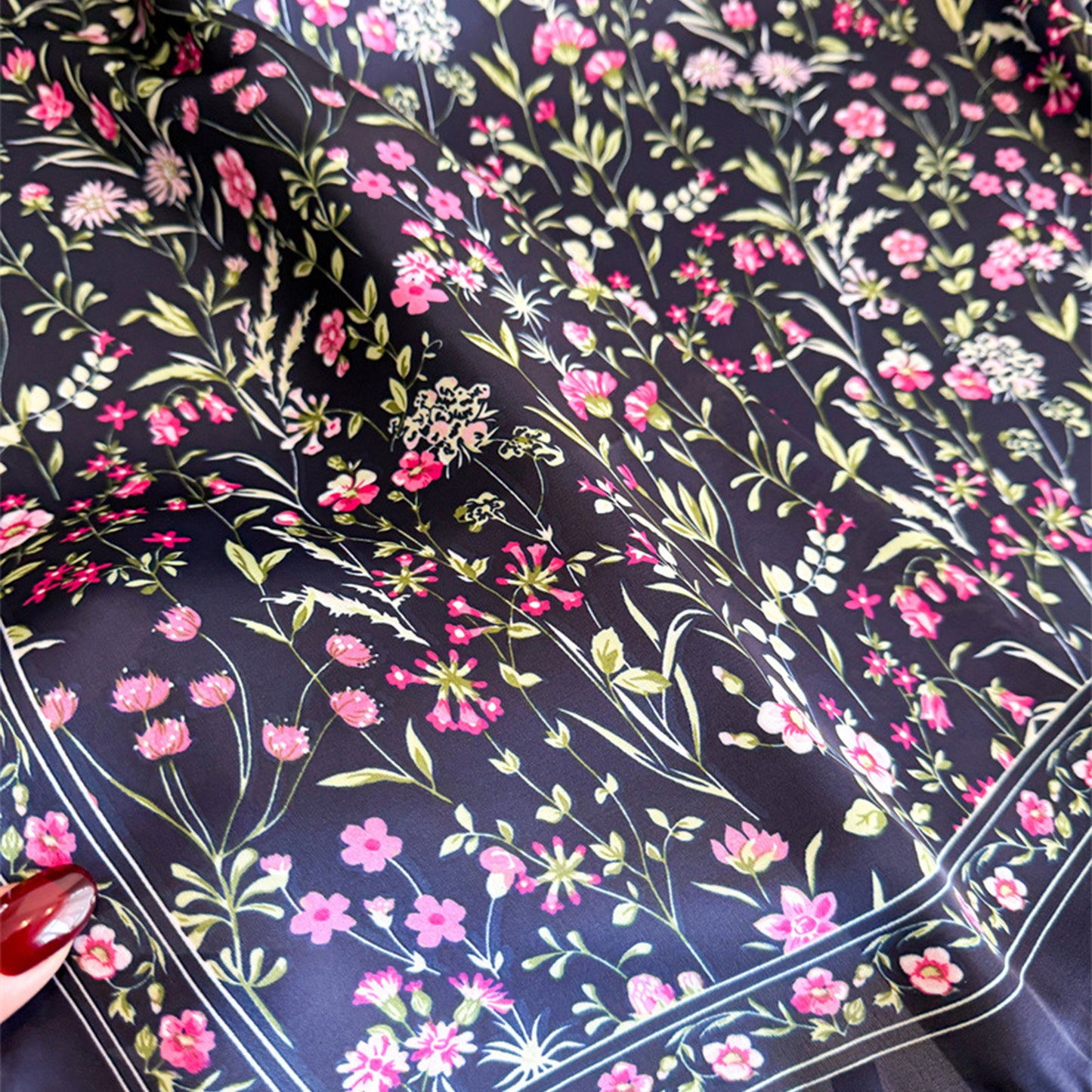 Floral Print Square Scarf Elegant Lightweight Fashion Neck Wrap