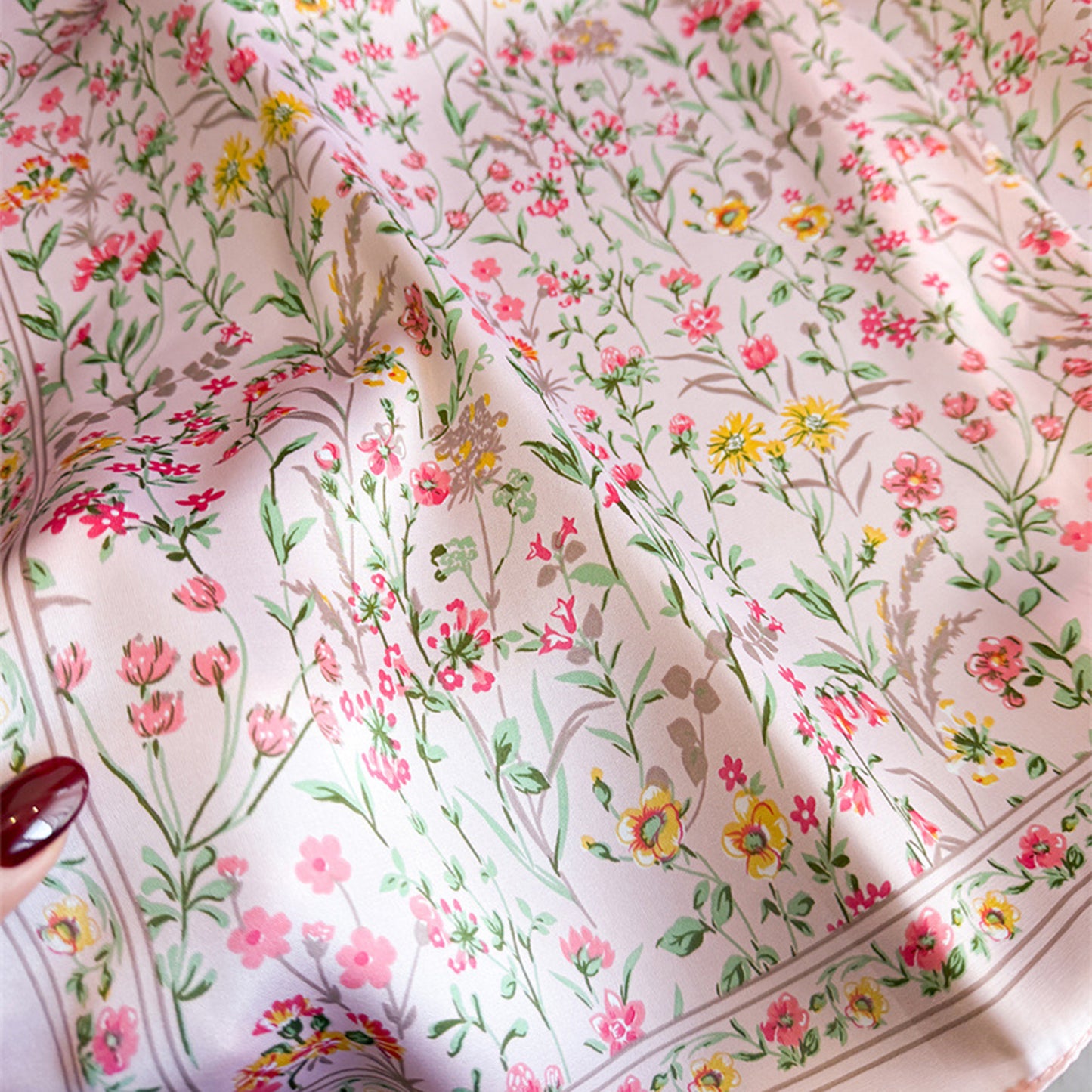 Floral Print Square Scarf Elegant Lightweight Fashion Neck Wrap
