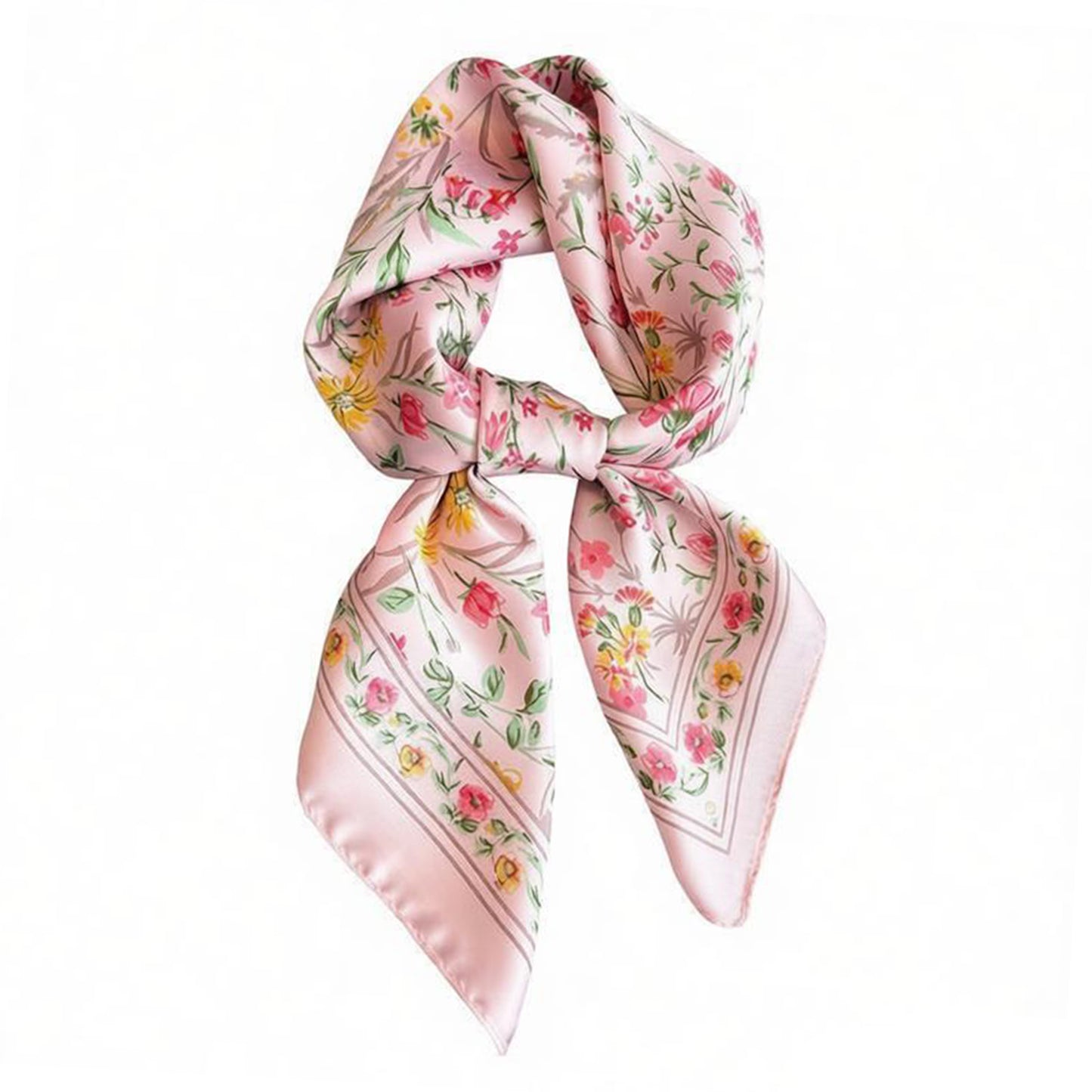 Floral Print Square Scarf Elegant Lightweight Fashion Neck Wrap