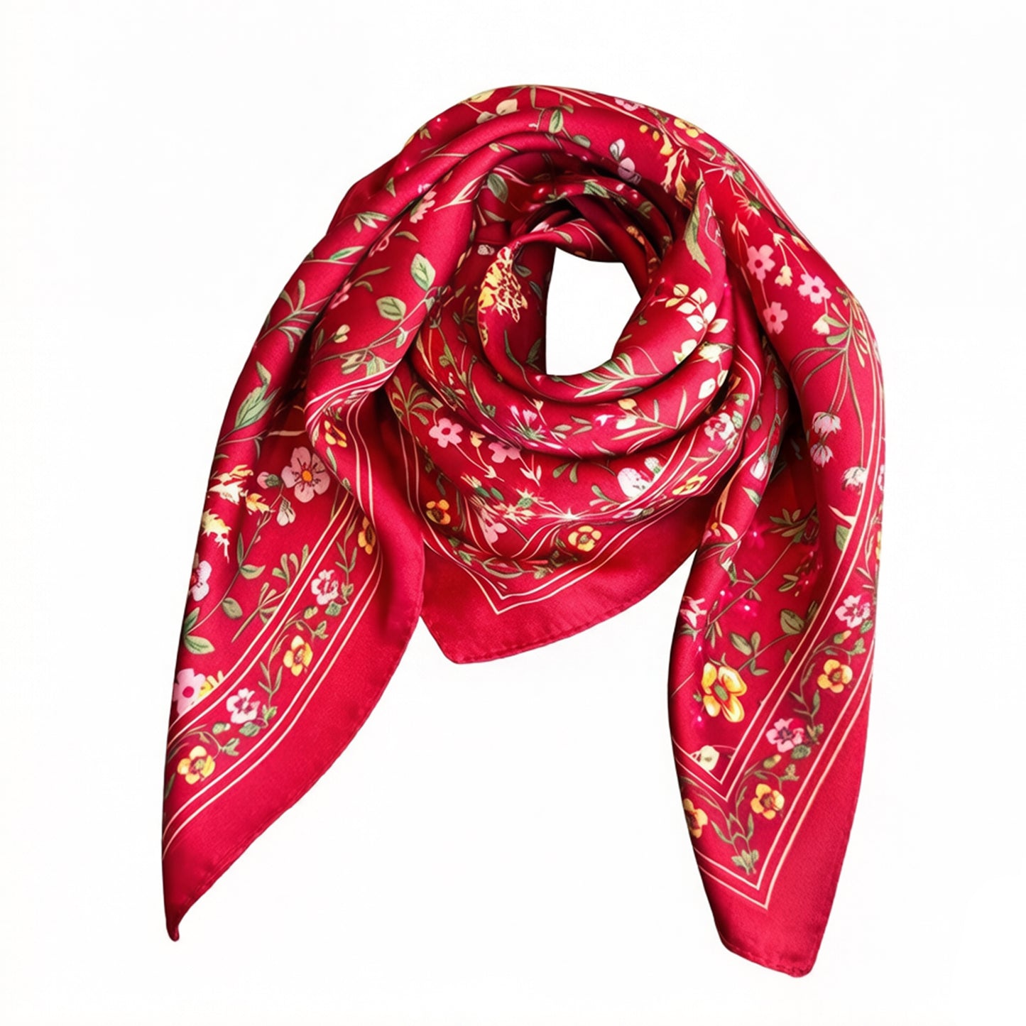 Floral Print Square Scarf Elegant Lightweight Fashion Neck Wrap