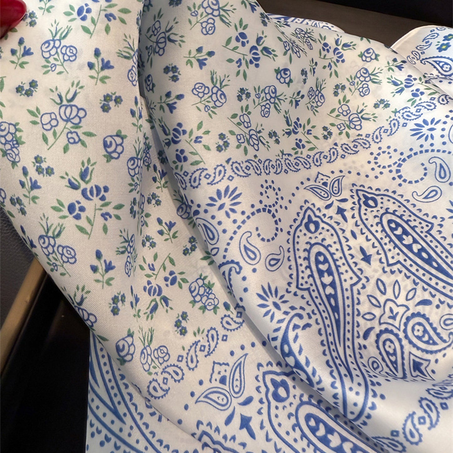 Paisley Floral Square Scarf Elegant Vintage Print Neck Wrap