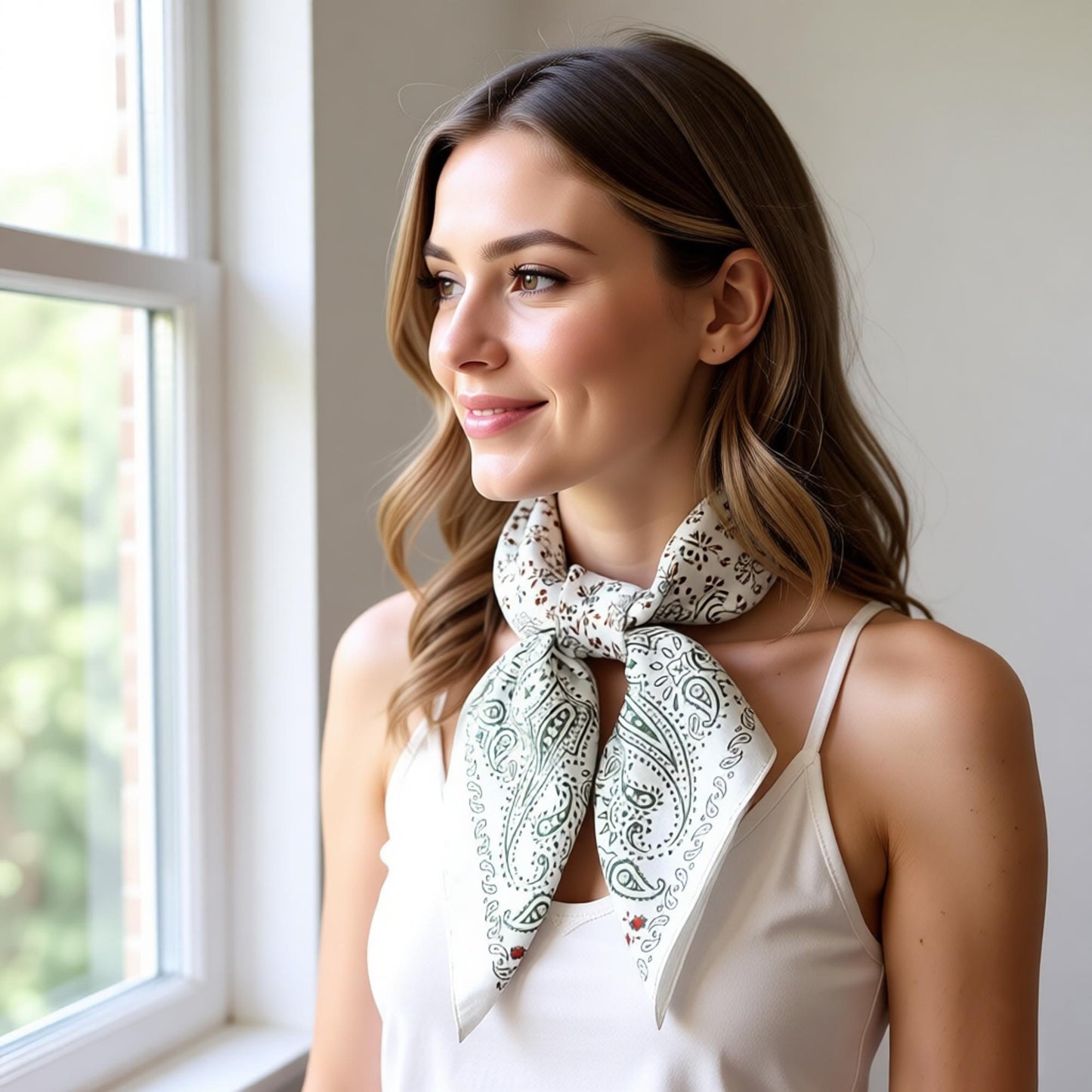 Paisley Floral Square Scarf Elegant Vintage Print Neck Wrap