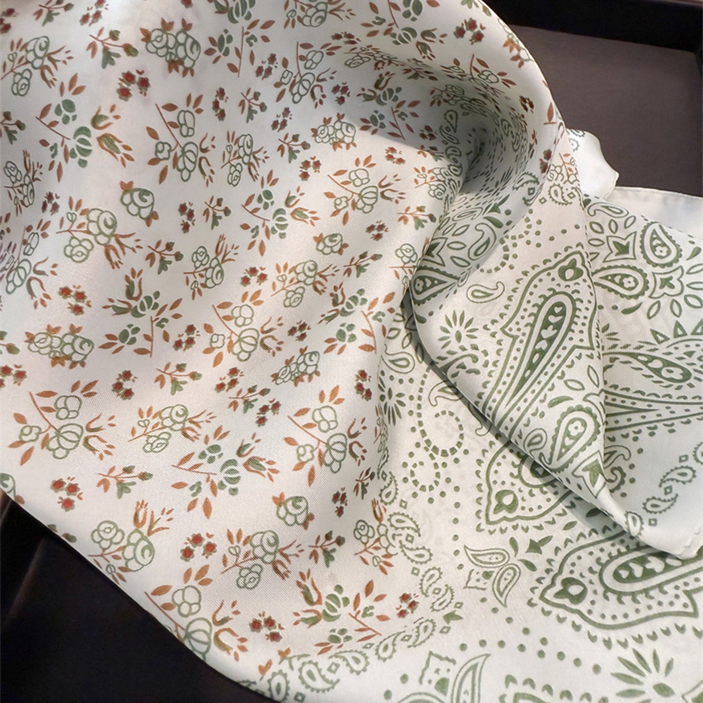Paisley Floral Square Scarf Elegant Vintage Print Neck Wrap