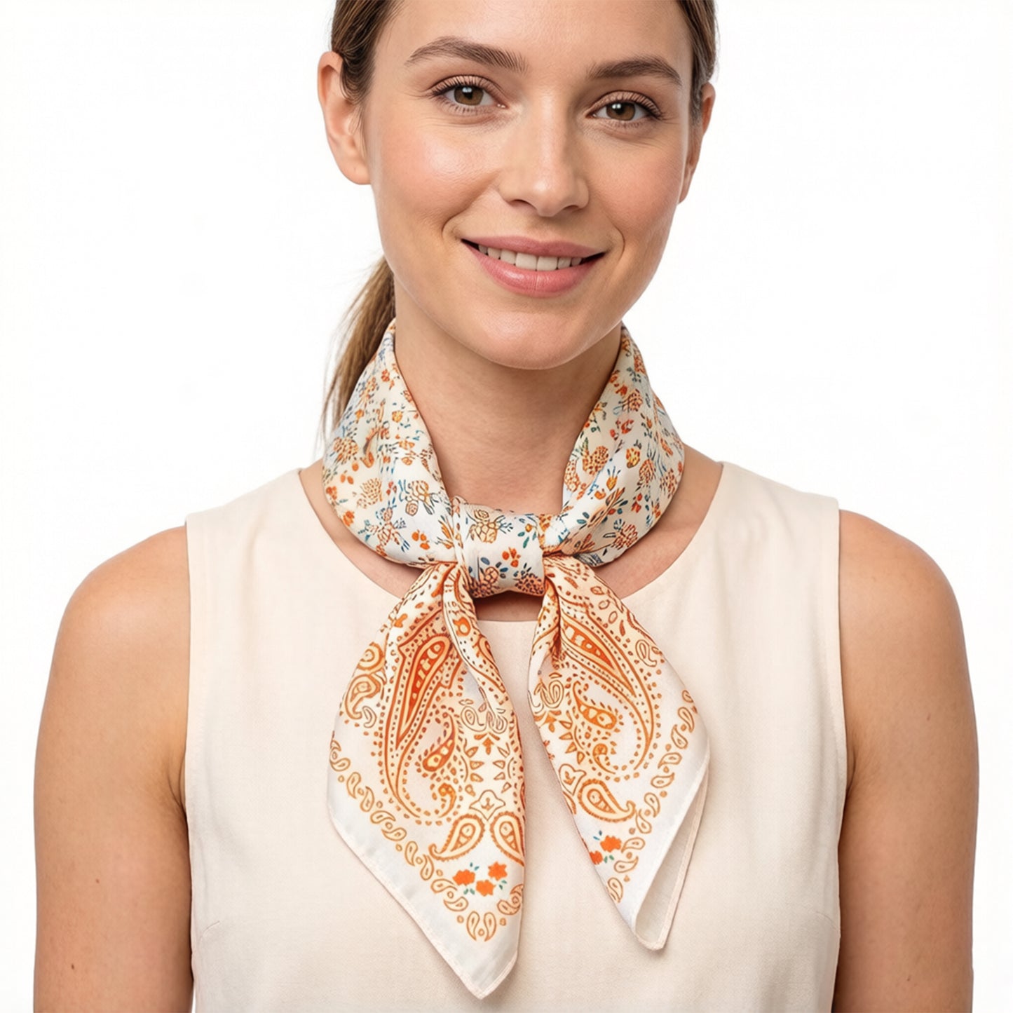 Paisley Floral Square Scarf Elegant Vintage Print Neck Wrap