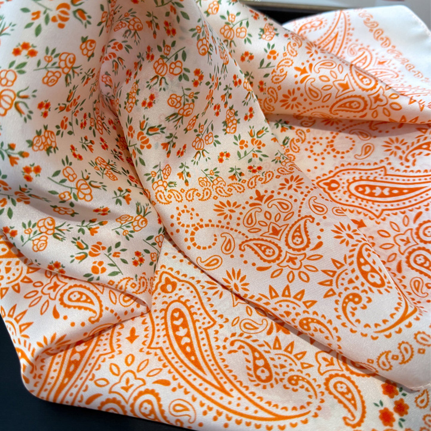 Paisley Floral Square Scarf Elegant Vintage Print Neck Wrap