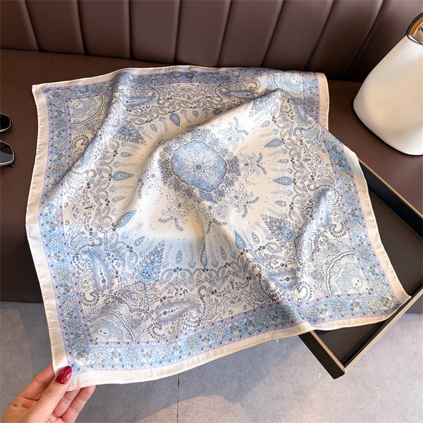 Vintage Paisley Print Square Scarf Elegant Soft Fashion Neck Head Wrap