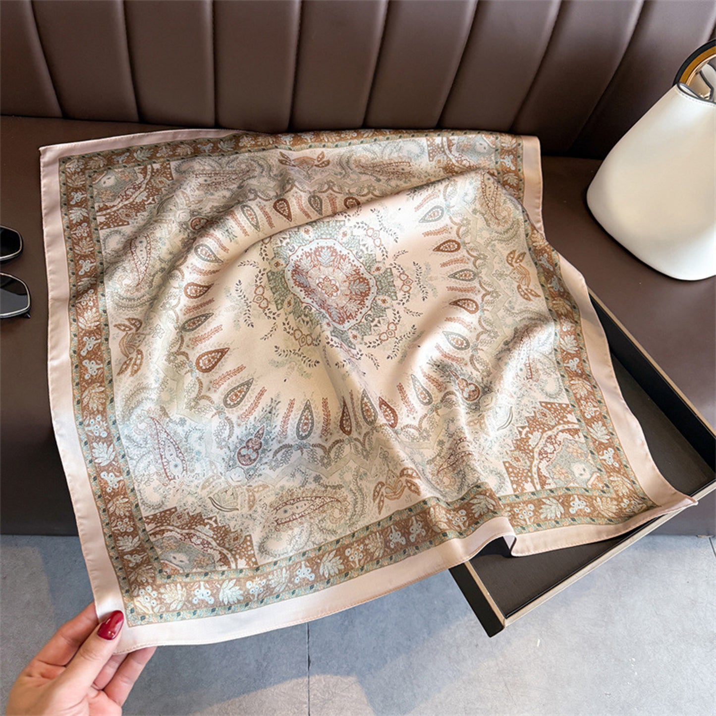 Vintage Paisley Print Square Scarf Elegant Soft Fashion Neck Head Wrap