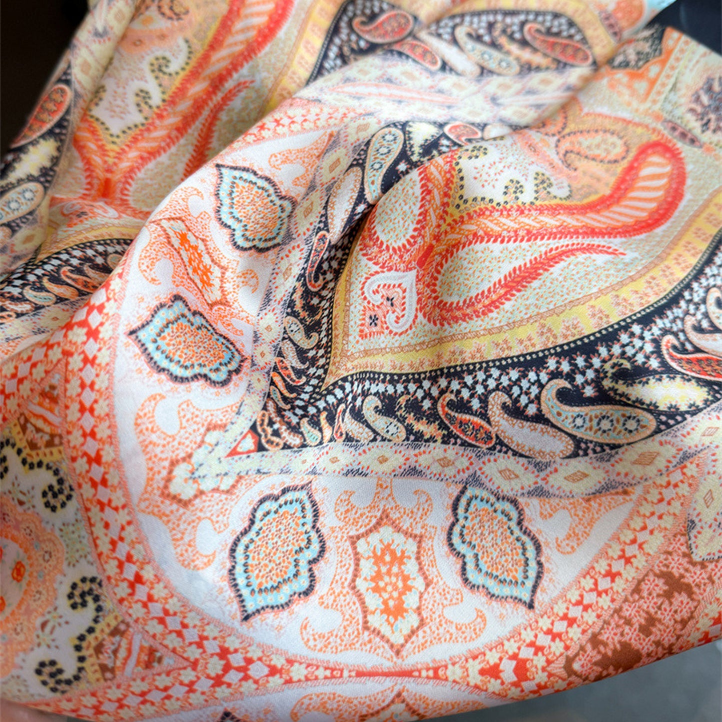 Vintage Paisley Square Scarf Elegant Boho Print Neck Wrap