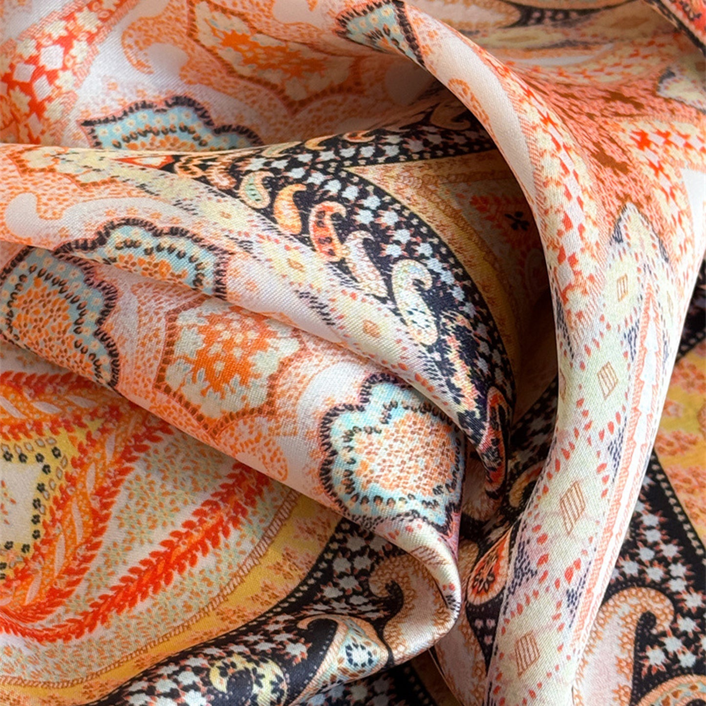 Vintage Paisley Square Scarf Elegant Boho Print Neck Wrap