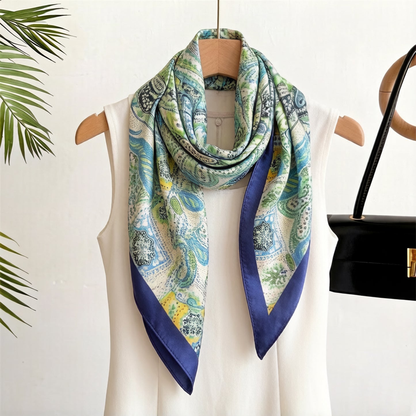 Vintage Paisley Square Scarf Elegant Boho Print Neck Wrap