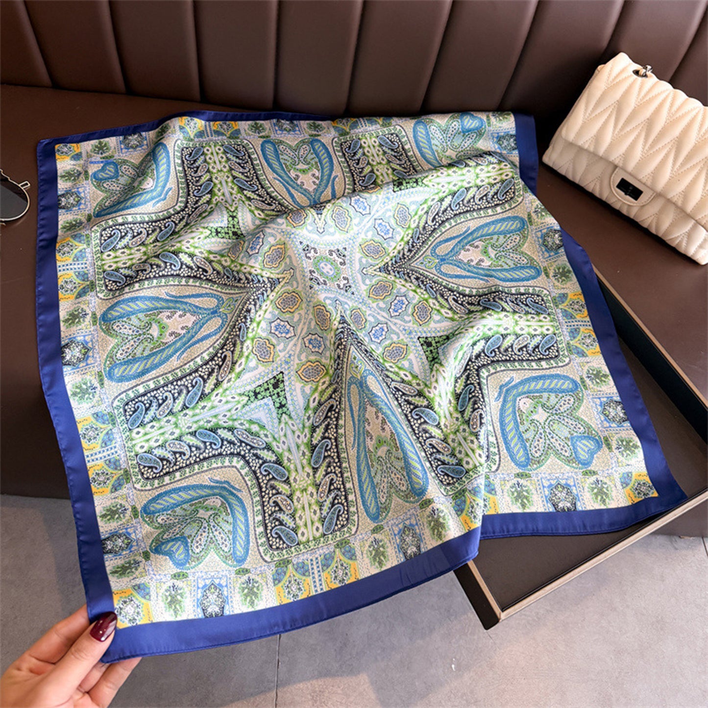 Vintage Paisley Square Scarf Elegant Boho Print Neck Wrap