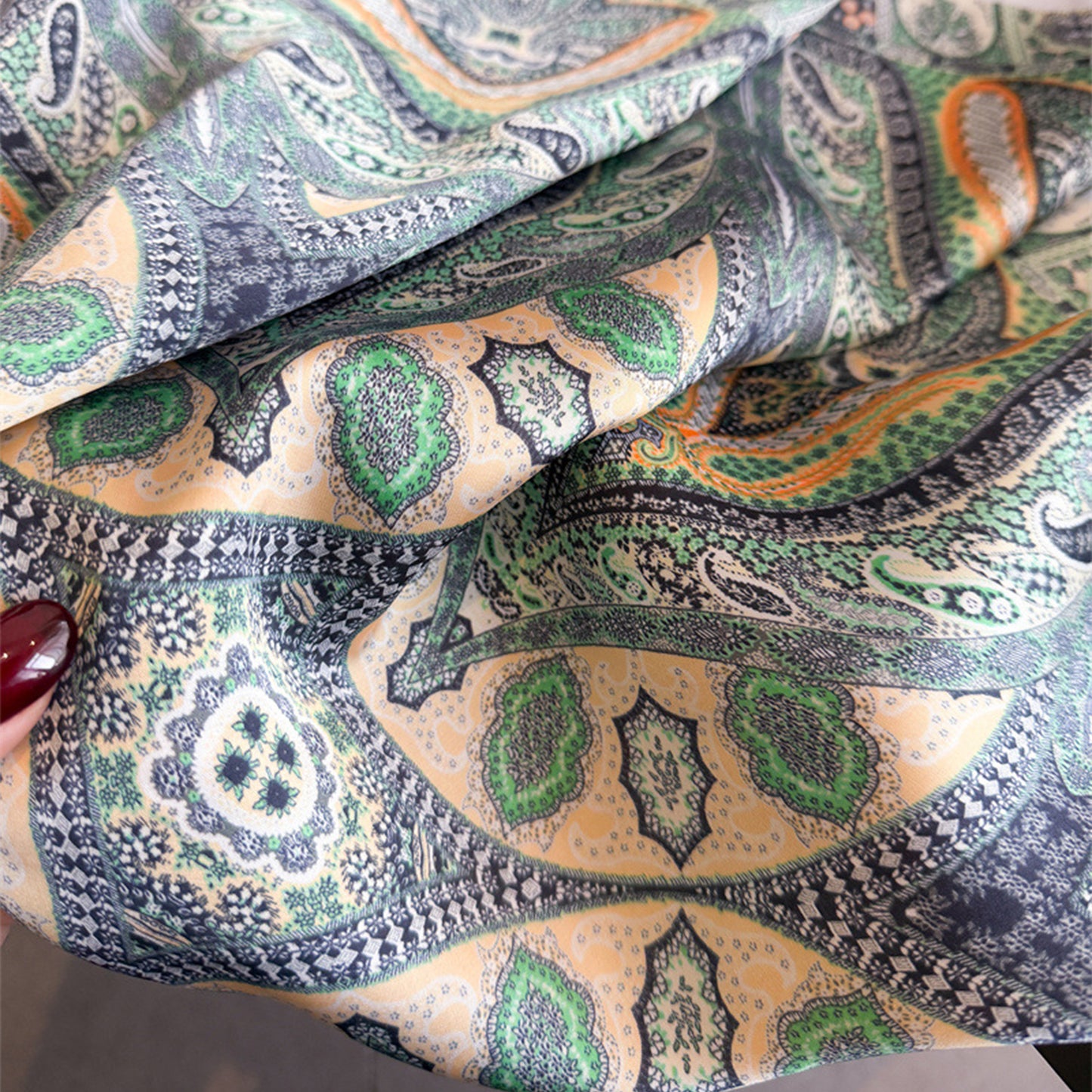 Vintage Paisley Square Scarf Elegant Boho Print Neck Wrap