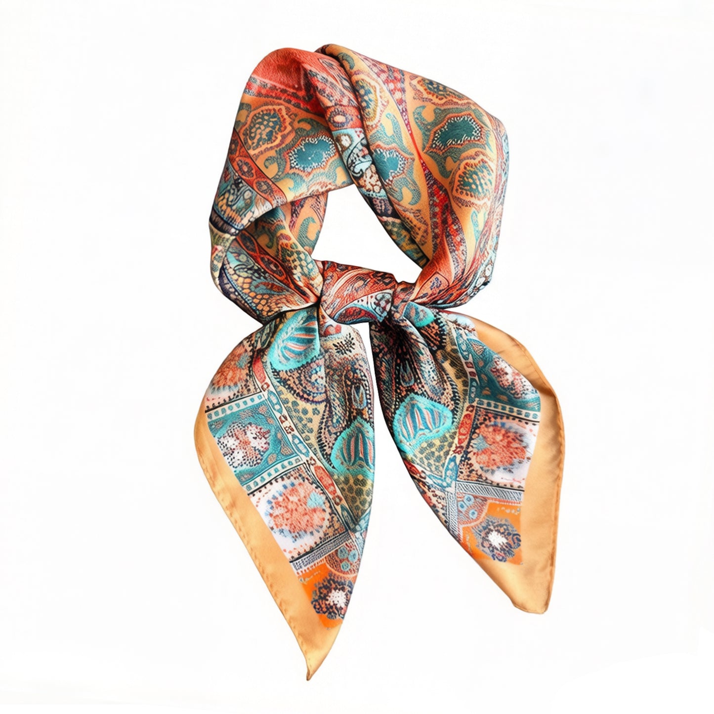 Vintage Paisley Square Scarf Elegant Boho Print Neck Wrap