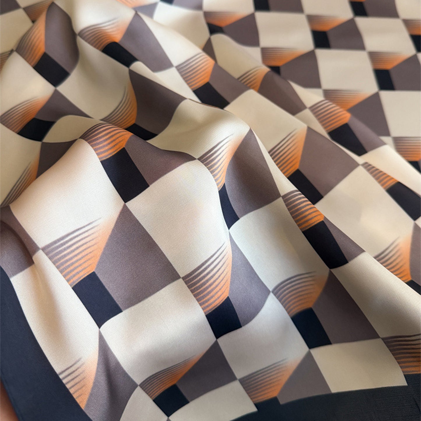 Geometric Square Scarf Modern Checkerboard Print Fashion Neck Wrap