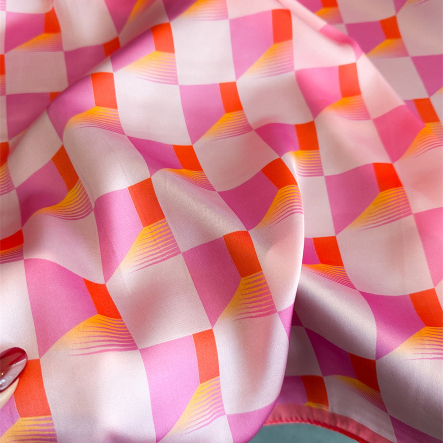 Geometric Square Scarf Modern Checkerboard Print Fashion Neck Wrap