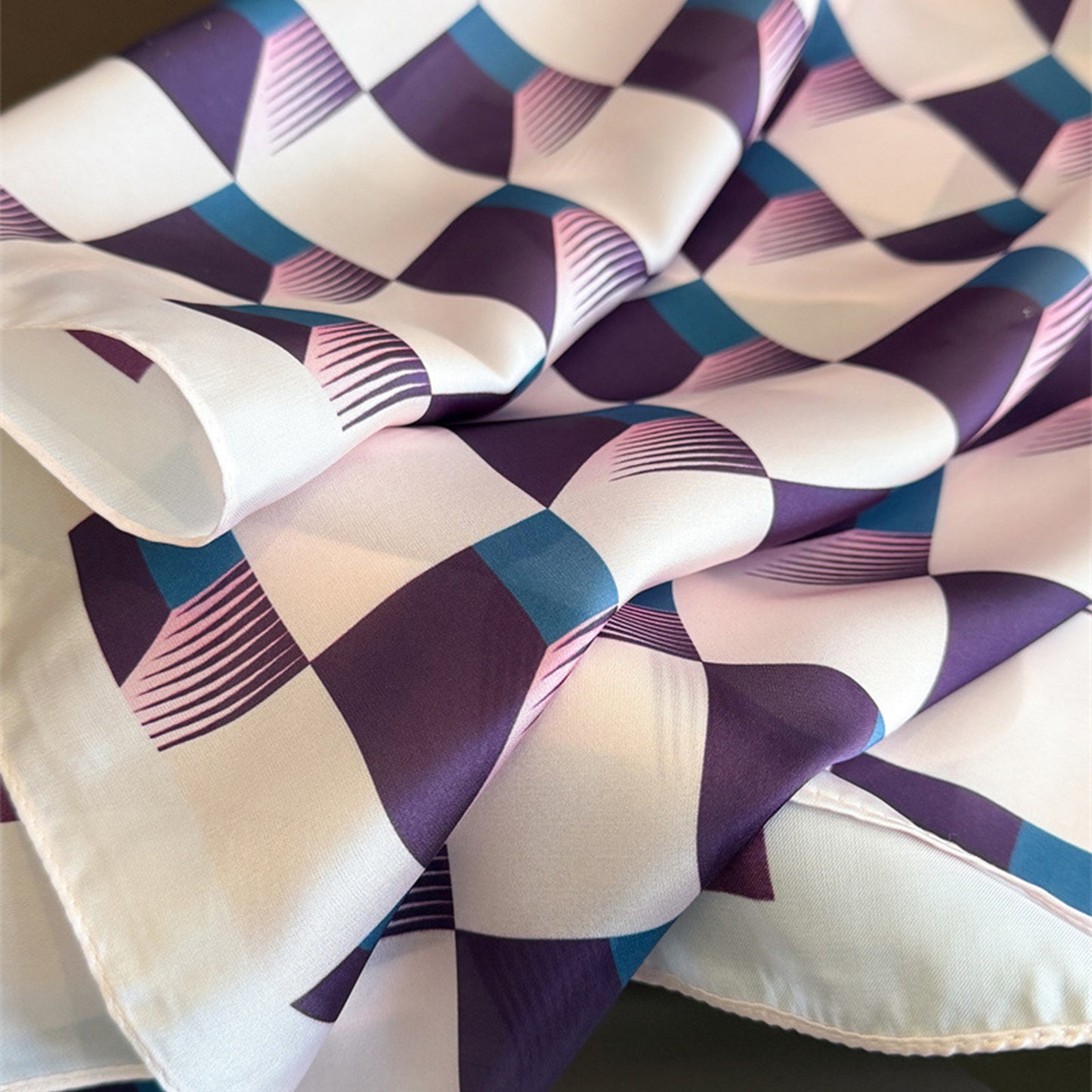Geometric Square Scarf Modern Checkerboard Print Fashion Neck Wrap