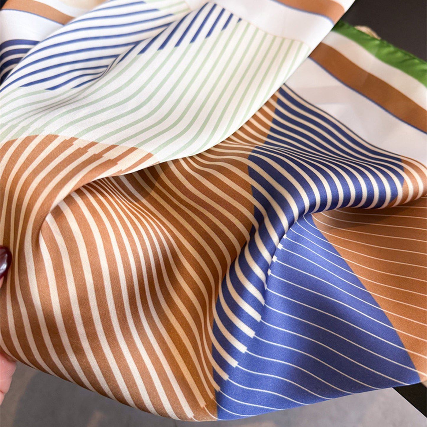 Modern Colorblock Stripe Square Scarf Elegant Fashion Neck Wrap