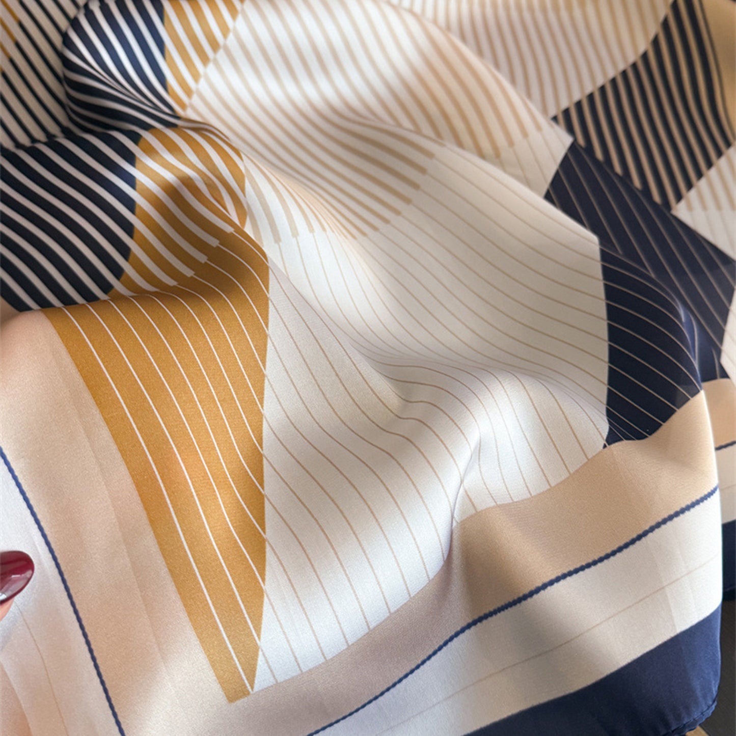 Modern Colorblock Stripe Square Scarf Elegant Fashion Neck Wrap