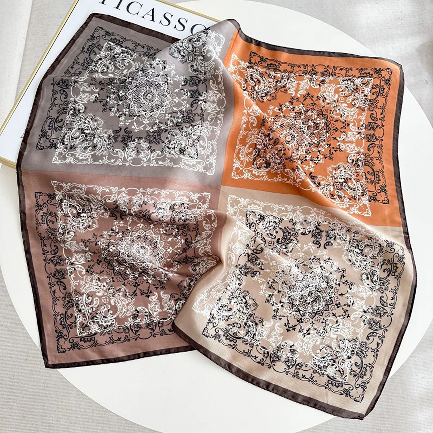 Paisley Print Satin Square Scarf 27.5 x 27.5 Inches
