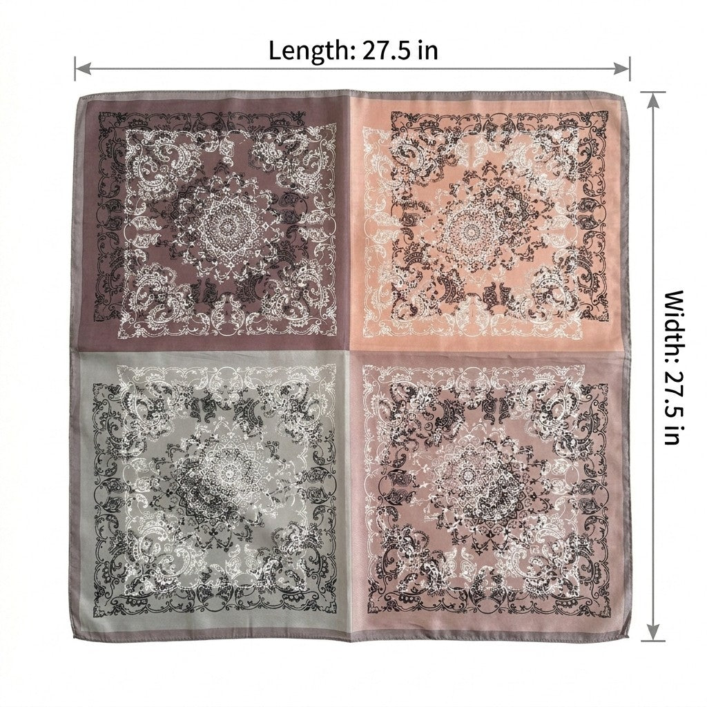 Paisley Print Satin Square Scarf 27.5 x 27.5 Inches