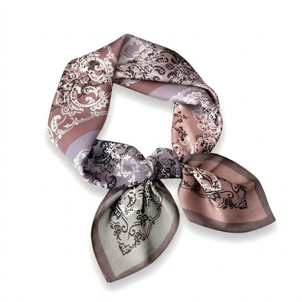 Paisley Print Satin Square Scarf 27.5 x 27.5 Inches