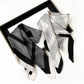Square Satin Neck Scarf Black and White Geometric Stripe Print 27.5 Inch